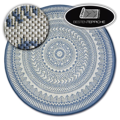 Tapis rond moderne sisal - rond, bleu