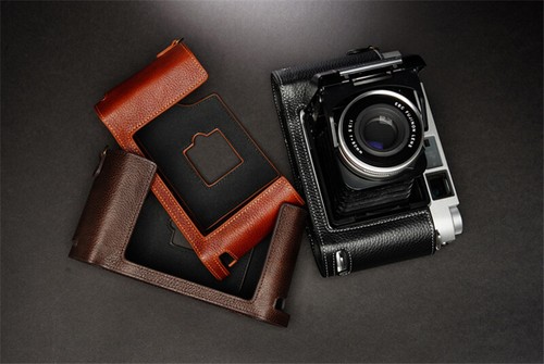 Cowhide half case - case, fujifilm