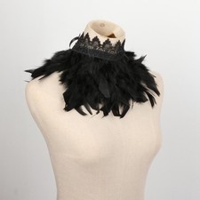 Cape gothique en fausses plumes, châle, Poncho, col ras du cou, déguisement