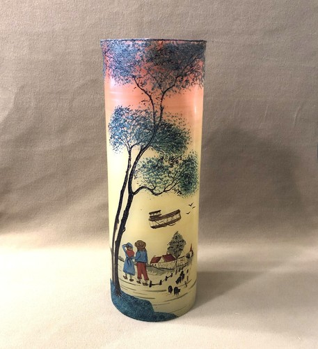 Ancien vase verre émaillé - vase,