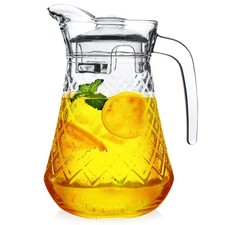 Pichet Verre 1,4L avec Couvercle Carafe Eau Cuisine Moderne