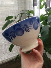 Grand Bol Ancien De Ferme Faïence FB Badonviller Fruits Bleu Ø 17 Cm 75 CL