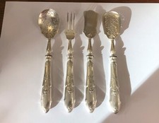 Couverts de service ART NOUVEAU argent massif MINERVE décor MARRONS / MARRONNIER