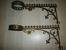 SUPERBE PAIRE APPLIQUES/SUPPORT/FLEUR DE LYS/BRONZE/XIXéme/St. GOTHIQUE/LONG.50c