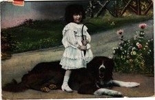 CPA AK St. Bernard with a Girl