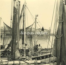 CONCARNEAU vers 1950 la ville le port les bateaux photo 16,8 x 16,8 cm Finistère