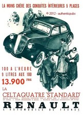 PUBLICITE AUTOMOBILE RENAULT CELTAQUATRE CONDUITE INTERIEURE DE 1936 FRENCH AD