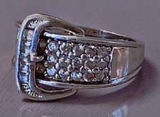 Mignonne Ancienne tank argent bague ceinture argent zirconium ring silver T52