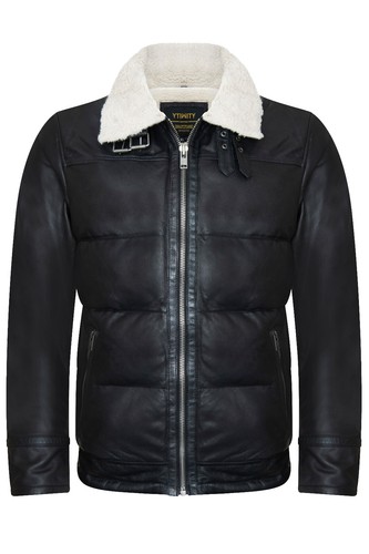 Homme noir aviateur veste - noir, cuir
