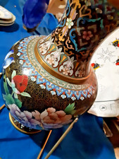 grand vase cloisonné chinois en email motif floraux