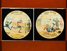 Lanterne Magique HISTOIRE HUMORISTIQUE en 2 plaques en verre colorisé THE CLOCK