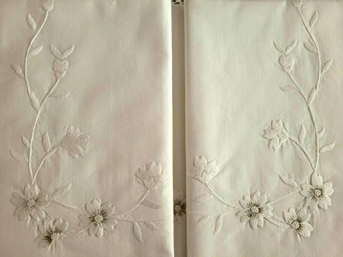 Drap brodé coton percale - drap,