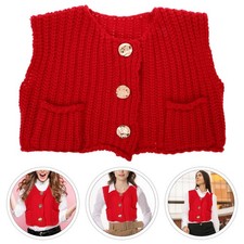  Gilet court en tricot rouge