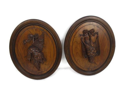 Pair hand carved - carved, wooden