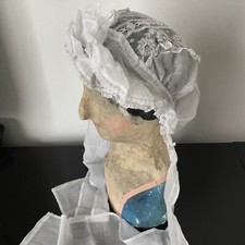 Bonnet Ancien Broderie Dentelle Coiffe Antique French Lace Bonnet 19thC
