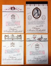 Etiquettes vin Mouton Rothschild 1952 1953 1954 1955 Bordeaux Pauillac spécimen