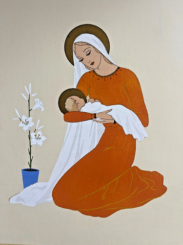 Tableau grand pochoir signé