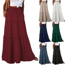 Jupe Longue Bohème Pour Femme Jupe Longue À Volants Style Fête Couleur Unie /