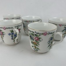 5 Tasses  À Café Porcelaine Vieux Paris 19e  Décor Main