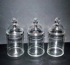 Lot de 3 Pots à biscuit en verre soufflé - Boite Bonbonnière Bocal 10x24