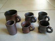 Ancien grès poterie lot de pots gobelets en terre cuite verre de 4,2 cm à 5,9 cm
