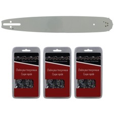 Guide 40 cm (16 pouces) + lot de 3 chaînes 60 maillons - Compatible tronçonneuse