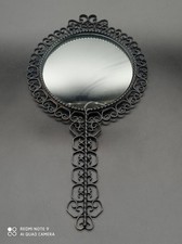 Ancien miroir en fer Forgé ou face à main signé CHATY VALLAURIS .