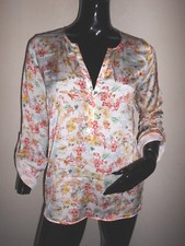 LEGERE AMPLE BLOUSE FEMME ESPRIT BLANC MOTIF FLEURI COLORER T:36