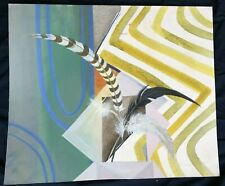 Peinture gouache originale signée Lucchi art moderne contemporain plume couleur