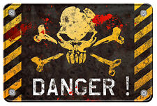 PANNEAU DANGER TETE DE MORT 10cmx7cm ZOMBIE AUTOCOLLANT STICKER DA149