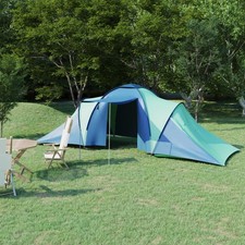 Tente de Camping 6 Personnes Bleu et Vert Randonnée Extérieur Pliable vidaXL
