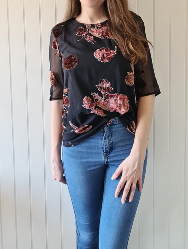 Haut top blouse noir bordeaux