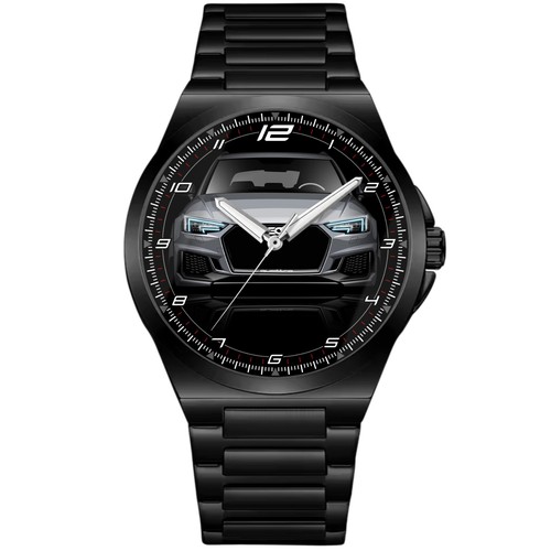 Montre noire acier fan art - noire,