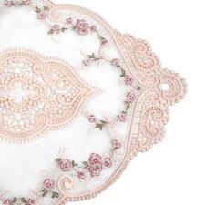Rose Brodé Nappe Dentelle