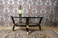 Table basse ovale design médusa bois massif doré feuille d'or d'un château à BX.