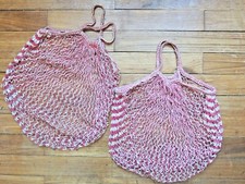 2 anciens Sacs filet - Tote bag - Coton - Course Marché - Vintage - Années 60