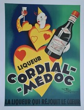 Cordial médoc Henry Lemonnier vers 1940 Affiche Originale Alcool Bordeaux 