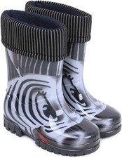 BOTTES DE NEIGE WELLIES ENFANTS DOUBLURE INTÉRIEURE AMOVIBLE BÉBÉ GARÇONS FILLES/ZEBRA NOIR