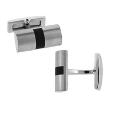 Acier Inoxydable Noir Emamel Rayure Tube Hommes Boutons de Manchette