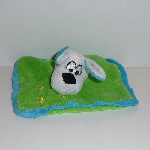 Doudou chien bleu vert - chien,