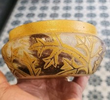 Rare Bonbonniere Ou Vide Poche Daum Vers 1900 En Pate De Verre Dégagé Acide 