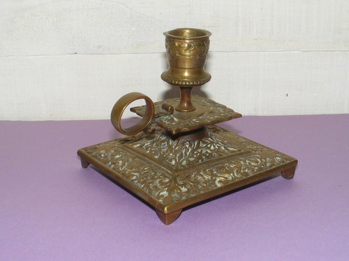 Ancien bougeoir main bronze - ancien,