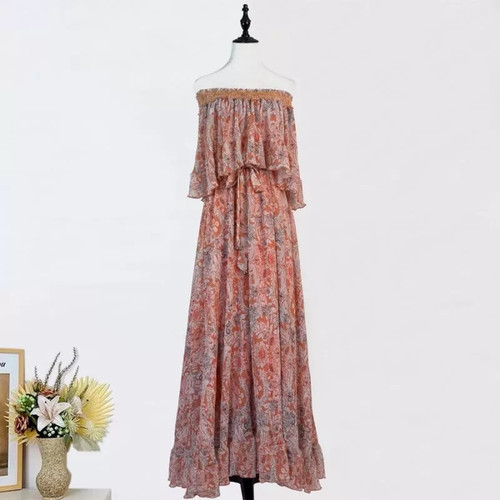 Robe longue rose - robe, sans