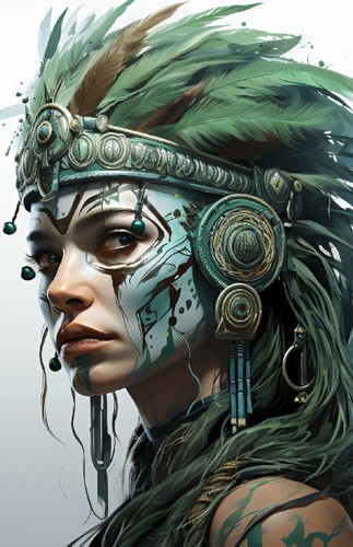 Tribal fantasy warrior 4x6 - tribal, art