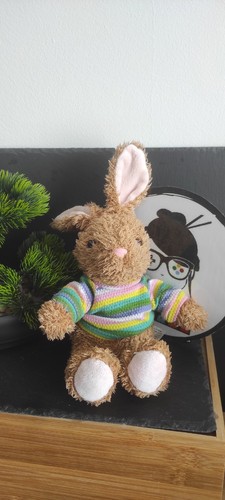 Peluche lapin bastien marron - peluche,