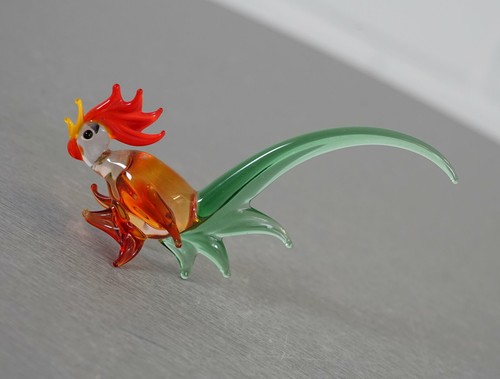 Statuette coq verre - statuette,
