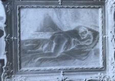 Plaque de Verre Photographie de Victor Angerer  Femme Nue Allongée Encadrée