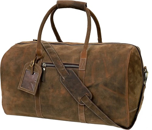 Cuir voyage vintage polochon - cuir,