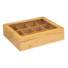 Boite à Thé 12 Compartiments "Bambou" 28cm Beige