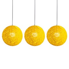 3X Bambou Jaune,Lustre Balle En Rotin et  Abat-Jour En Nid de Rotin 2358
